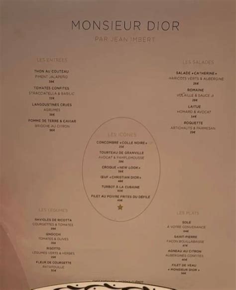 paris dior collection|dior restaurant paris menu.